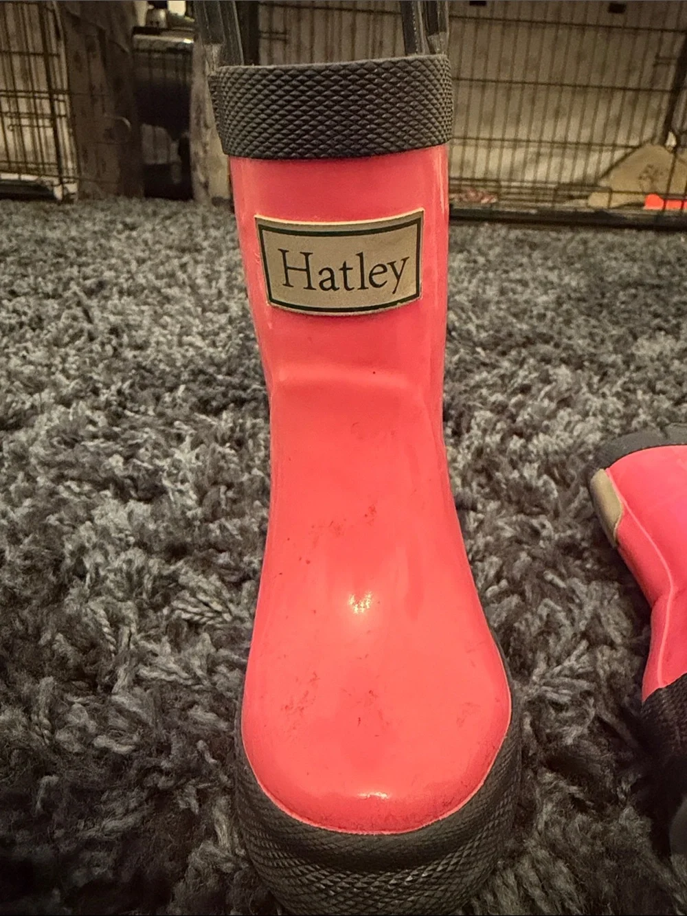 Hatley Pink and Navy Blue Little Kids Rain Boots